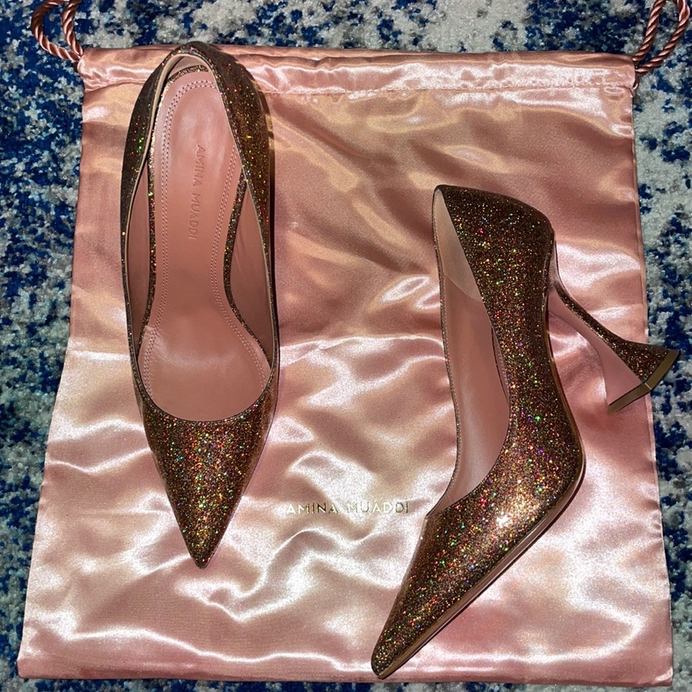 Amina Muaddi 37 sunkissed pump heels